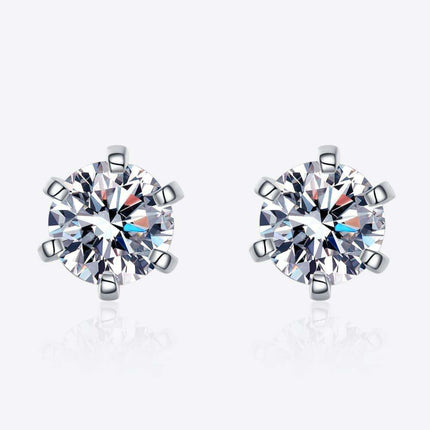 Radiant 1 Carat Rhodium-Plated Lab-Grown Diamond Stud Earrings