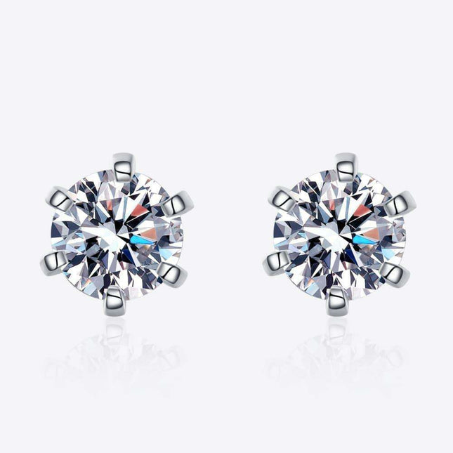 Radiant 1 Carat Rhodium-Plated Lab-Grown Diamond Stud Earrings