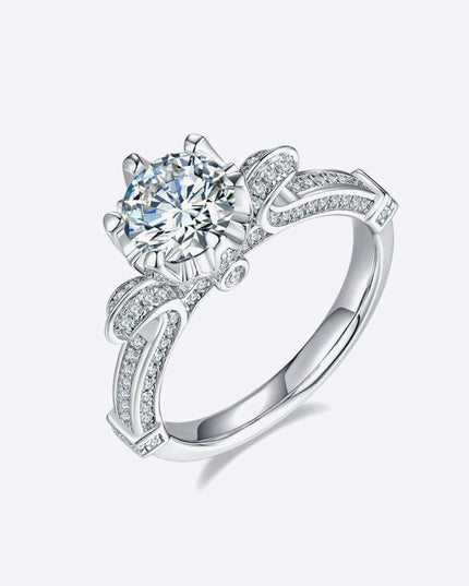 Elegant Certified Sterling Silver Ring with Lab Grown Diamond and Moissanite Accents