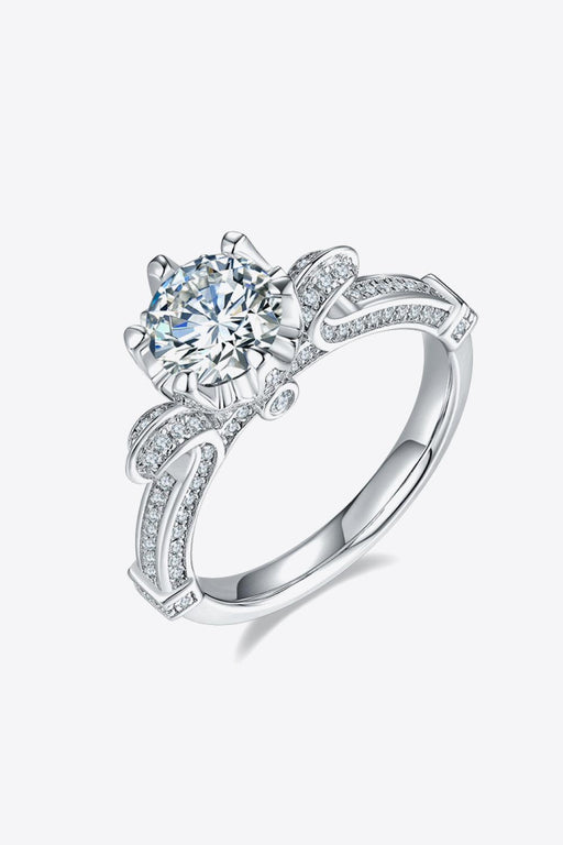 Elegant Lab Grown Diamond Sterling Silver Ring Set with Moissanite and Zircon - Complete with Certification and Warranty