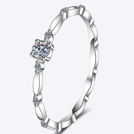 Elegant Rhodium-Finished Sterling Silver Ring with Lab Grown Diamond