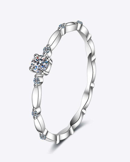 Elegant Rhodium-Finished Sterling Silver Ring with Lab Grown Diamond