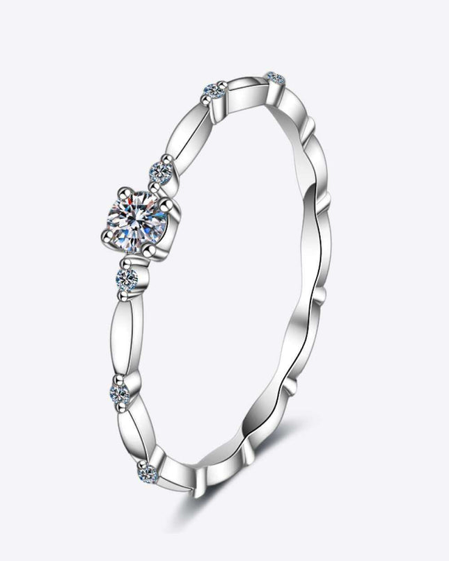 Elegant Rhodium-Finished Sterling Silver Ring with Lab Grown Diamond