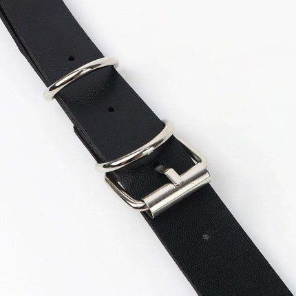 Sleek Chain-Embellished Faux Leather Waist Belt