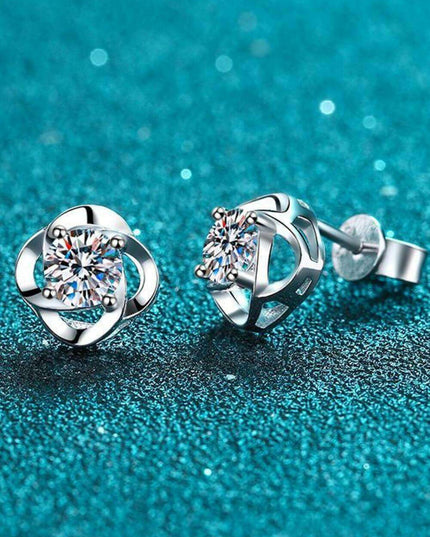 Chic Sterling Silver Earrings with Lab-Created Diamonds