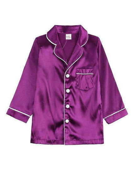 Elegant Kids' Long Sleeve Satin Sleepwear Set