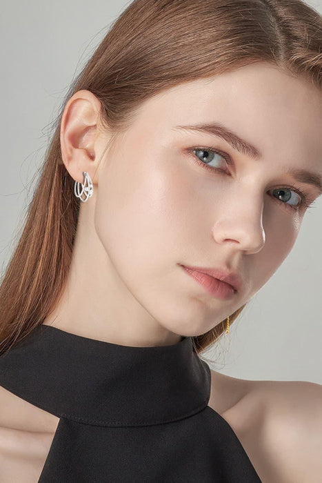 Layered Lab-Diamond Earrings in Platinum and 18K Gold Accents