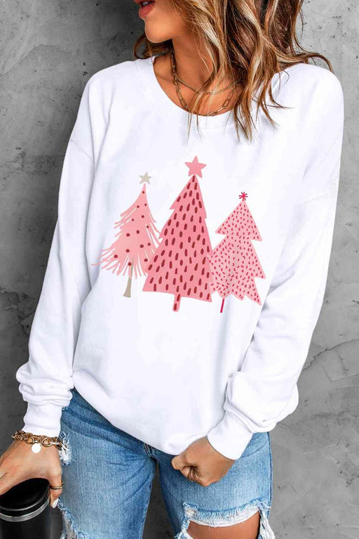 Cozy Christmas Tree Print Sweater for the Holiday Season