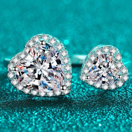 Heart-Shaped Lab-Grown Diamond Ring Set in Sterling Silver with Zircon Accents