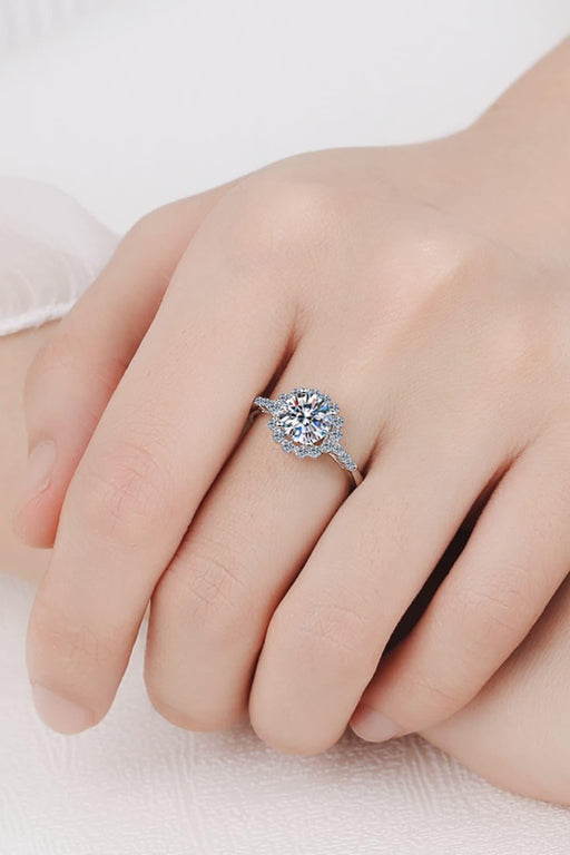 Elegance Defined: 1 Carat Moissanite Halo Ring with Zircon Accents