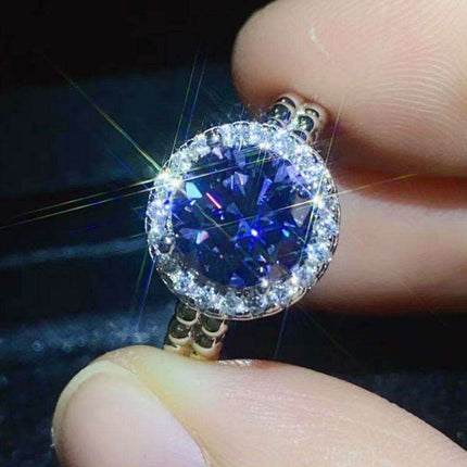 Modern Elegance Moissanite and Sterling Silver Geometric Ring Set