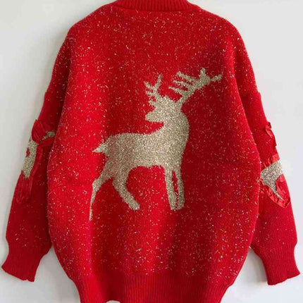 Festive Reindeer Long Sleeve Sweater for the Holiday Season