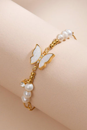 Butterfly Stainless Steel Bracelet-Trendsi-Gold-One Size-Très Elite