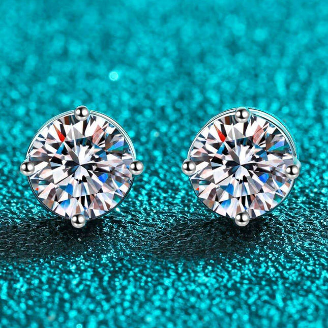 Stunning 2 Carat Moissanite Stud Earrings in Rhodium-Plated Sterling Silver