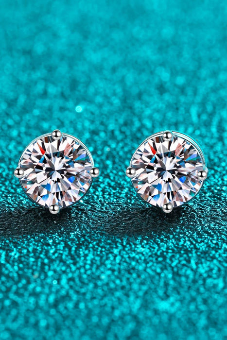 Luxurious 2 Carat Moissanite Stud Earrings with Rhodium-Plated Sterling Silver