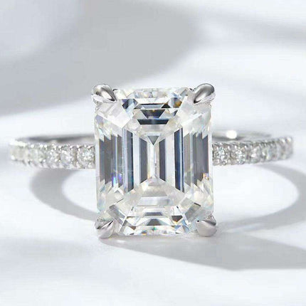 Elegant 5 Carat Lab-Created Diamond and Zircon Sterling Silver Ring