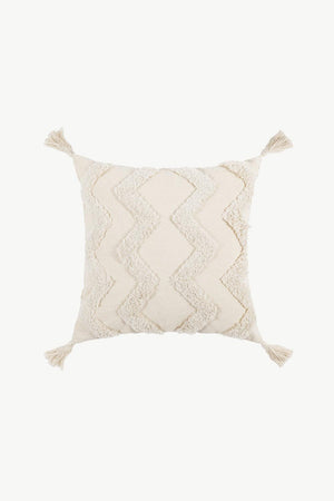 Fringe Decorative Throw Pillow Case-Trendsi-Beige Zigzag-One Size-Très Elite