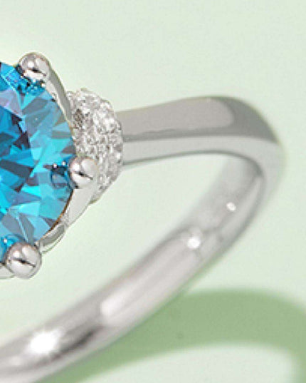 Platinum-Plated 1 Carat Moissanite Sterling Silver Ring - Elegant Fine Jewelry