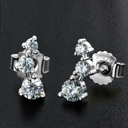 Sophisticated 18K Gold-Plated Moissanite Stud Earrings with Sterling Silver Details