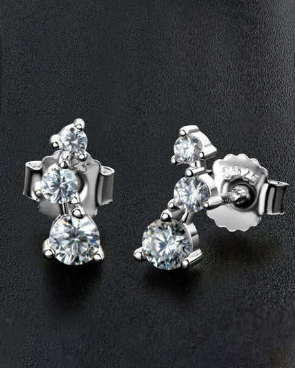 Sophisticated 18K Gold-Plated Moissanite Stud Earrings with Sterling Silver Details