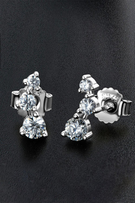 Elegant Moissanite and Sterling Silver Stud Earrings