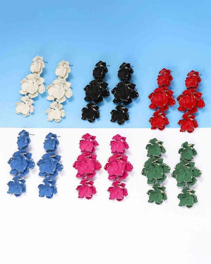 Chic Floral Zinc Alloy Dangle Earrings - Style Elevation