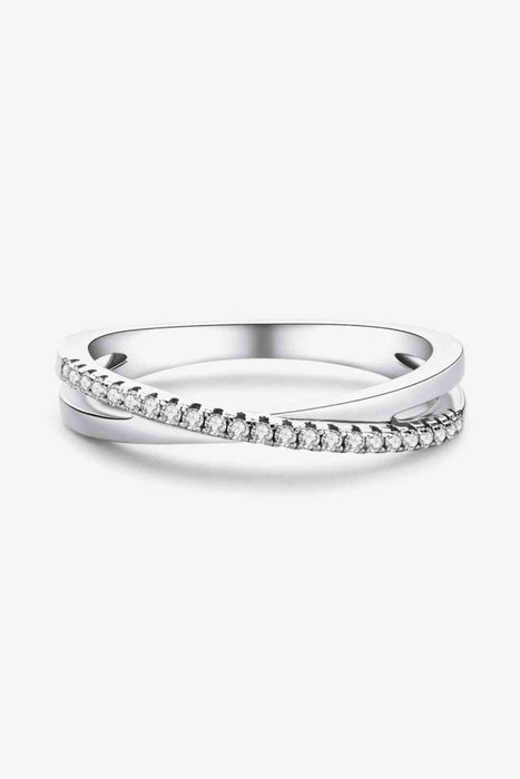 Radiant Crisscross Moissanite Silver Ring - Timeless Elegance Captured