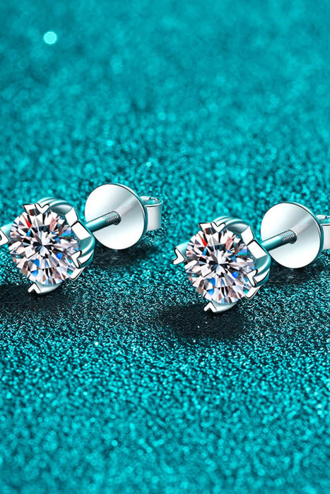 Sophisticated Round Lab-Grown Diamond Sterling Silver Stud Earrings