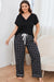 Cozy Plus Size Plaid Lounge Set with V-Neck Top and Pants