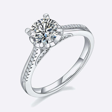 Dazzling Lab-Grown Diamond Sterling Silver Ring with Sparkling Side Stones
