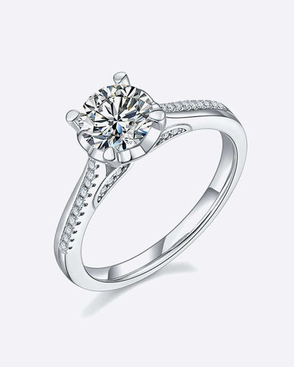 Dazzling Lab-Grown Diamond Sterling Silver Ring with Sparkling Side Stones