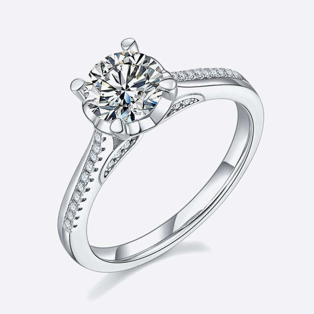 Dazzling Lab-Grown Diamond Sterling Silver Ring with Sparkling Side Stones