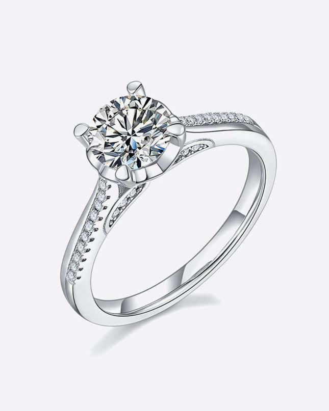 Dazzling Lab-Grown Diamond Sterling Silver Ring with Sparkling Side Stones