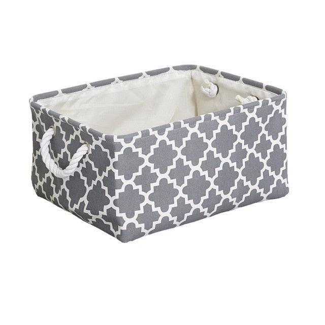 Versatile Foldable Organizer Basket with Stylish Cotton Handles