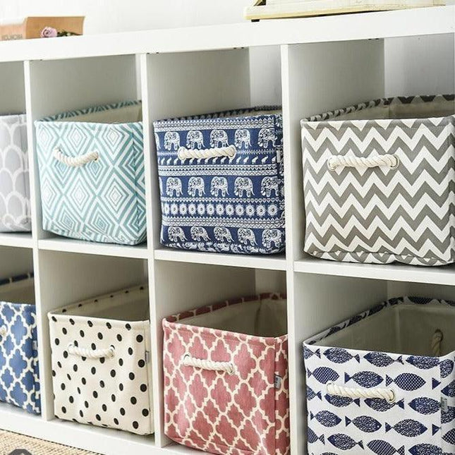 Versatile Foldable Organizer Basket with Stylish Cotton Handles