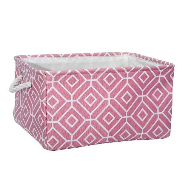Cotton-Handled Foldable Fabric Storage Basket