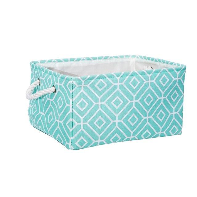 Fabric Folding Storage Basket with Cotton Handles for Organizing Various Items