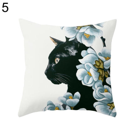 Charming Oceanic Cat Print Pillow Cover for Elegant Interiors