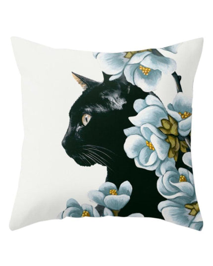 Charming Oceanic Cat Print Pillow Cover for Elegant Interiors