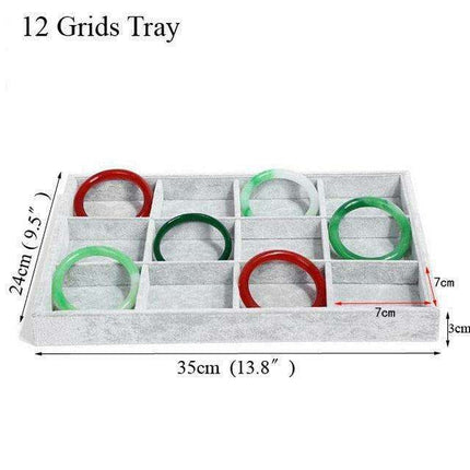 Sleek Ice Grey Velvet Jewelry Holder with Generous Compartments