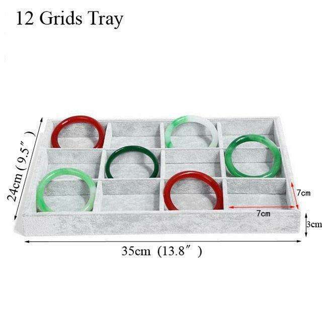 Sleek Ice Grey Velvet Jewelry Holder with Generous Compartments