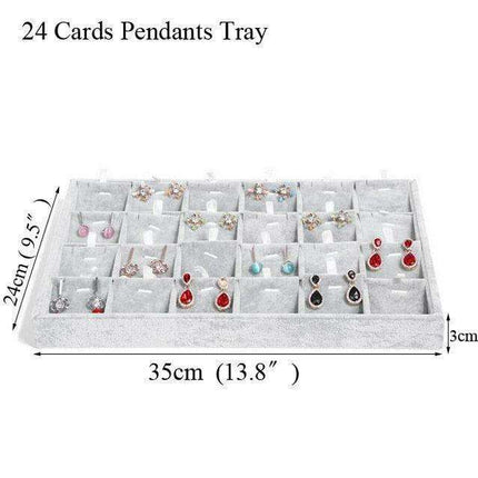 Sleek Ice Grey Velvet Jewelry Holder with Generous Compartments