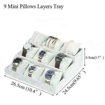 Sleek Ice Grey Velvet Jewelry Holder with Generous Compartments