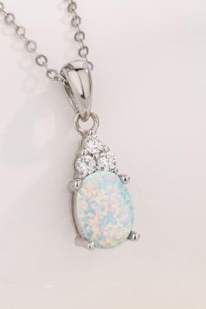Find Your Center Opal Pendant Necklace-Trendsi-Sky Blue-One Size-Très Elite