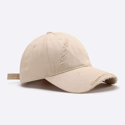 Retro Distressed Cotton Baseball Cap with Customizable Strap - Elevate Your Style