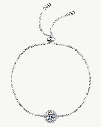 Luxurious Moissanite-Studded Sterling Silver Chain Bracelet with Gem Certification and Warranty
