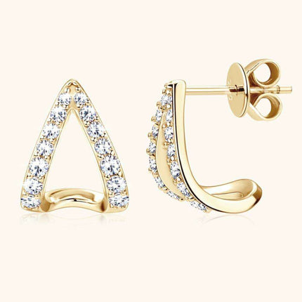 Chic Sterling Silver Earrings with Lab-Diamonds and Gold-Platinum Highlights