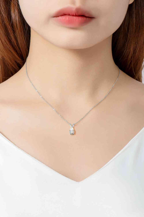 Sophisticated Lab-Diamond Teardrop Necklace in Sterling Silver
