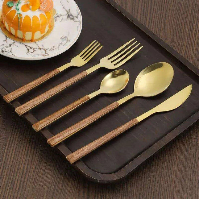 Elegant Wooden Utensil Set for Dining