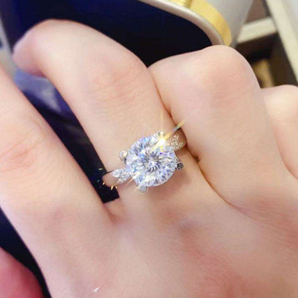 Timeless Elegance: 2 Carat Moissanite & Zircon Sterling Silver Ring